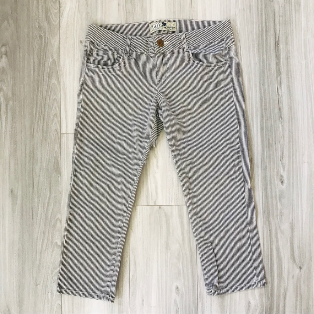 Jolt Blue White Denim Striped Capri Pants Sample